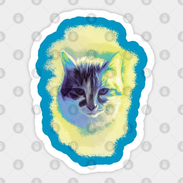 I Am a Ray of Sunshine blue Cat Sticker by Czajnikolandia